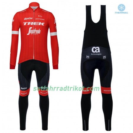 Radbekleidung Radtrikot Langarm + Lang Trägerhose 2018 Trek-Segafredo Winter Thermal Fleece N001